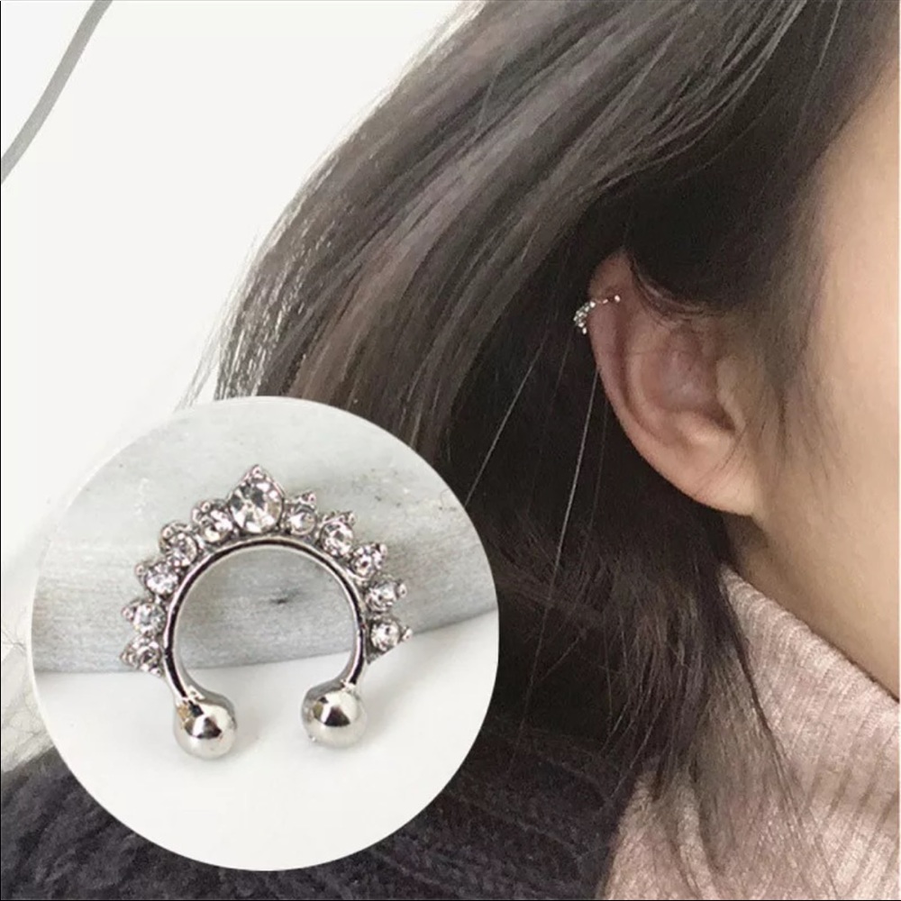 "Kelsie" Nose Ring/Ear Cuff Diamond Everyday/Costume/Beach Jewelry/Accessory - Picture 3 of 8